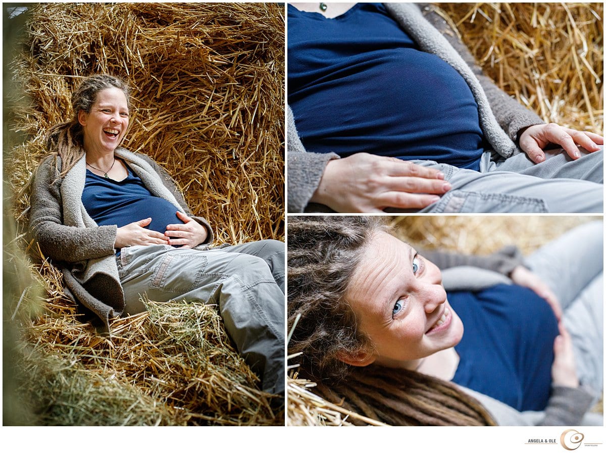 Natürliches Fotoshooting mit Babybauch im Stroh Köln & NRW